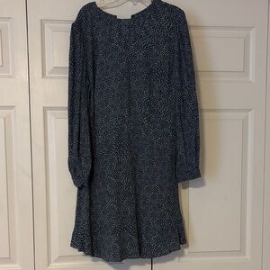 LOFT Navy and White Speckled Long Sleeve Dress